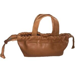 MADEWELL Piazza Mini Drawstring x-body bag purse Timber beam brown leather